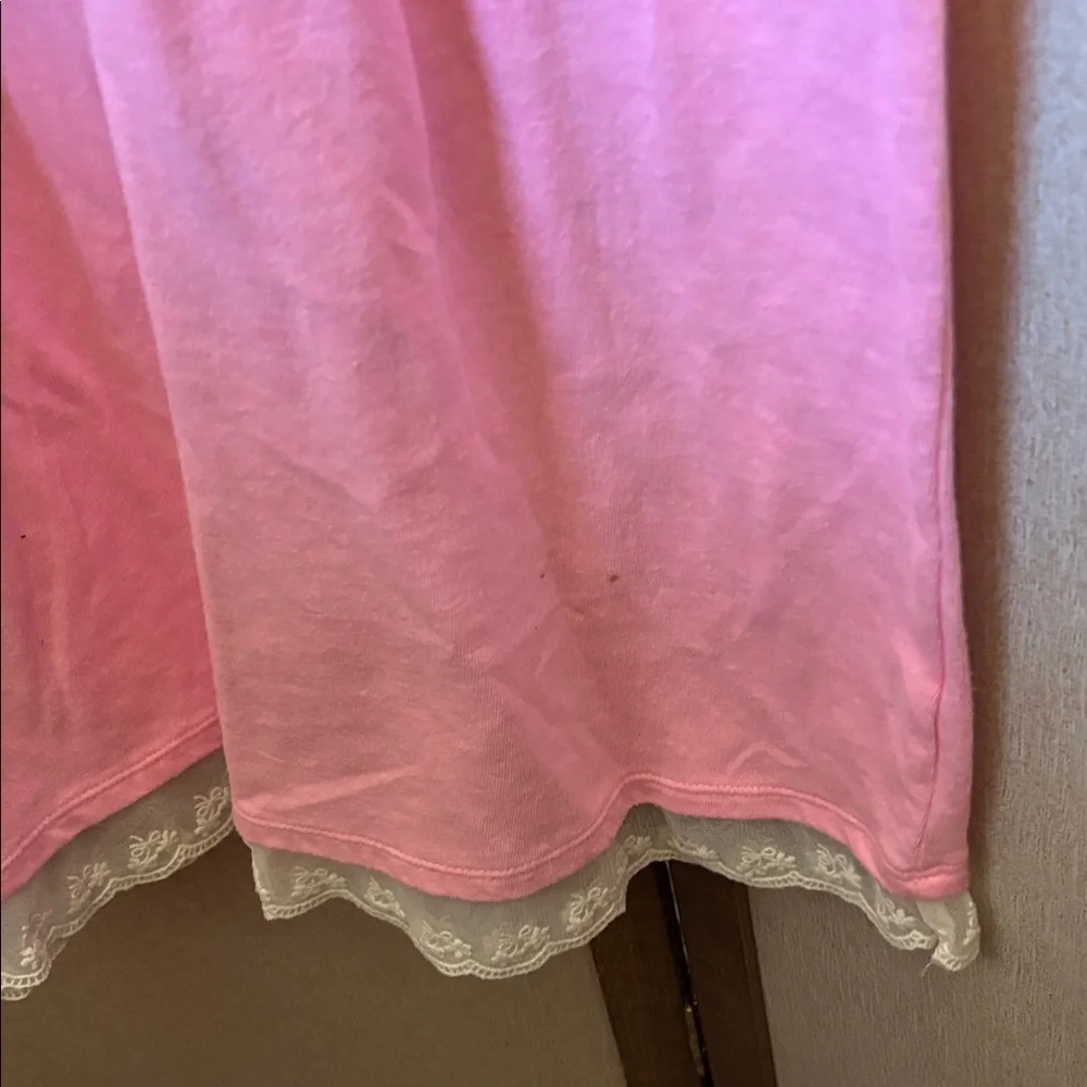 Wonder Nation Girls Pink Short Sleeve Dress with Lace Trim XL